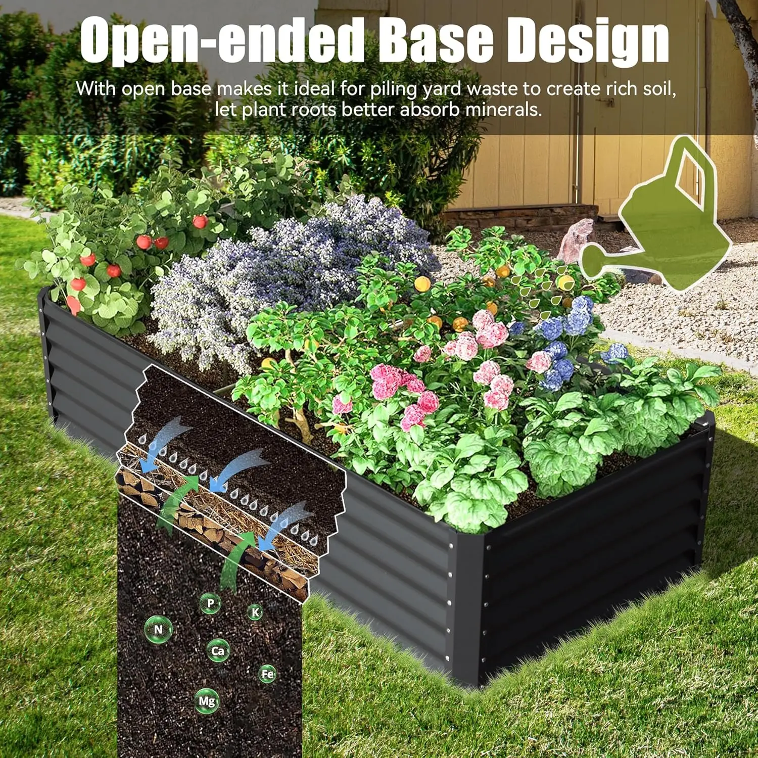 6X3X1.5 Ft Galvanized Raised Garden Bed, Outdoor Planter Garden Boxes Large Metal Planter Box, Grey