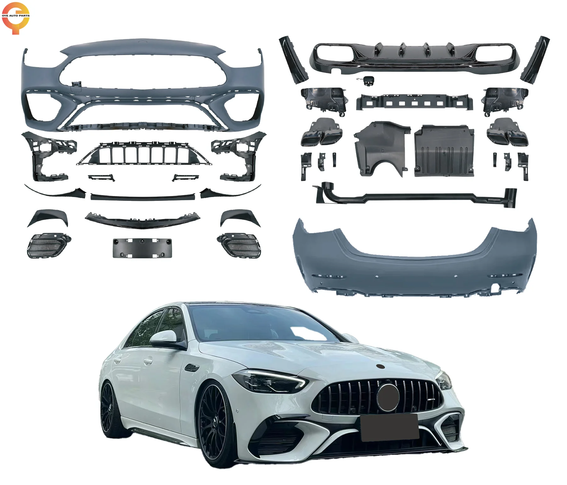

2022+ Mercedes-Benz C-Class AMG W206 Новое состояние Передняя и задняя выхлопная труба Капот Пластиковый бампер Крыло Автомобильные бамперы