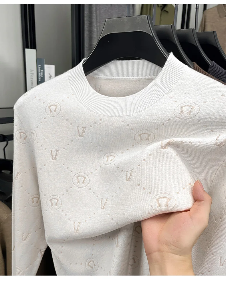 

2025 Hot Selling Men's Casual Versatile Woolen Sweater Autumn New Round Neck High-Quality Knitwear Base
