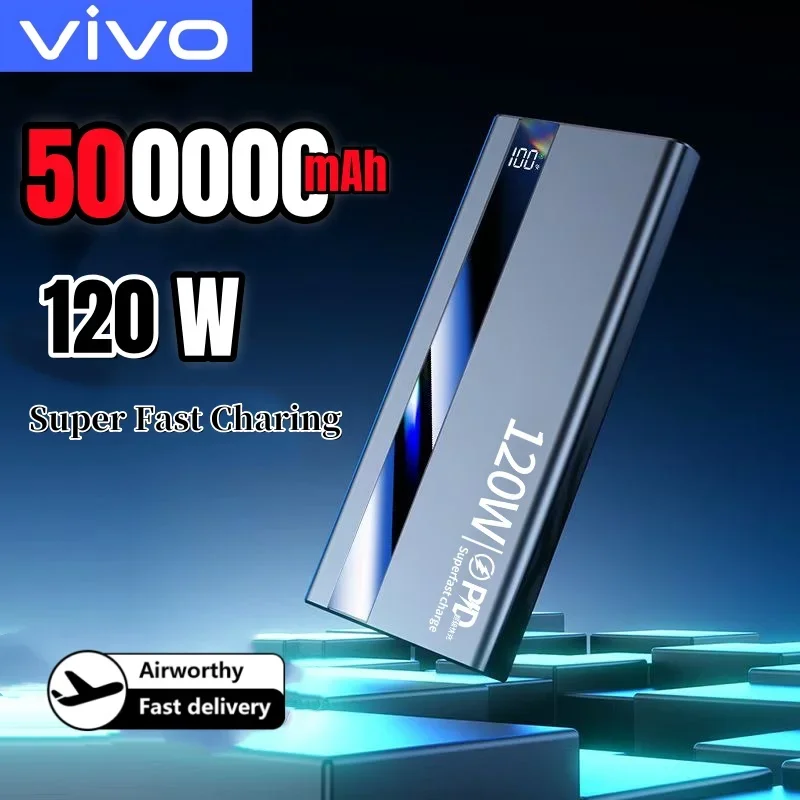 

VIVO 120 Вт, 500000 мАч, внешний аккумулятор сверхбольшой емкости, супер быстрая зарядка, портативный аккумулятор для iPhone, Huawei, Samsung