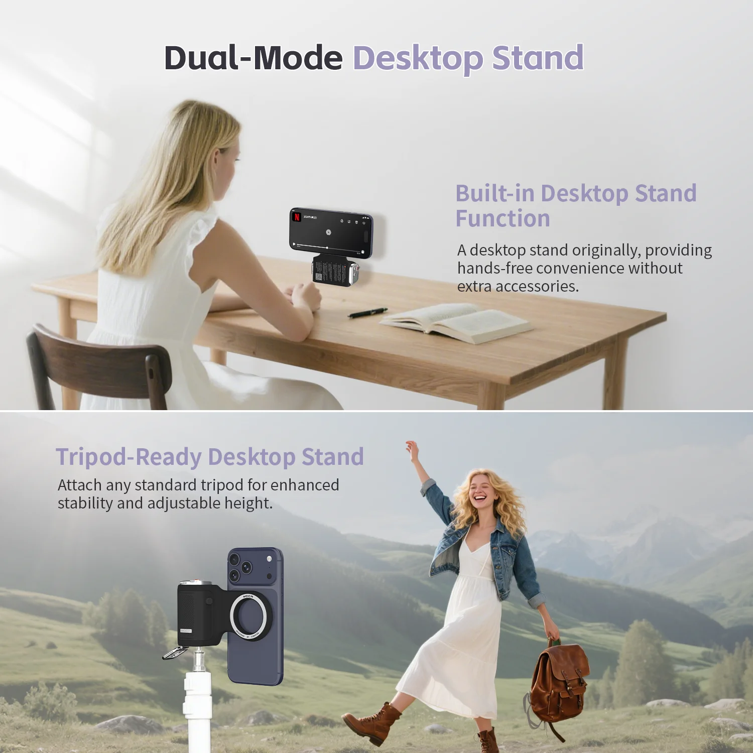 قبضة هاتف COMITOK المغناطيسية مع مقبض تصوير محمول للتحكم عن بعد لمقاطع فيديو مدونة فيديو iPhone، عملية سهلة بيد واحدة