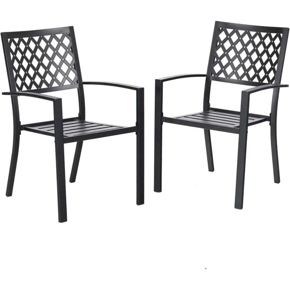 Stackable Metal Outdoor Dining Chairs Set of 2 All Weather Patio Deck Backyard, Custom