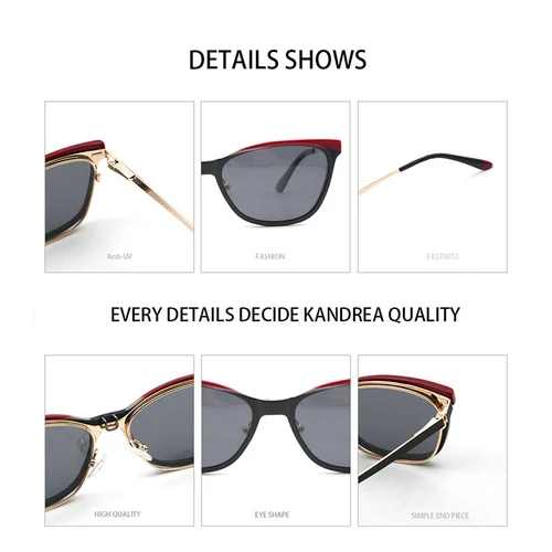 Imagen 2 del producto KANDREA 2 en 1 gafas de sol tipo ojo de gato a la moda para mujer, gafas ópticas magnéticas para miopía, gafas graduadas Retro, gafas TB13028