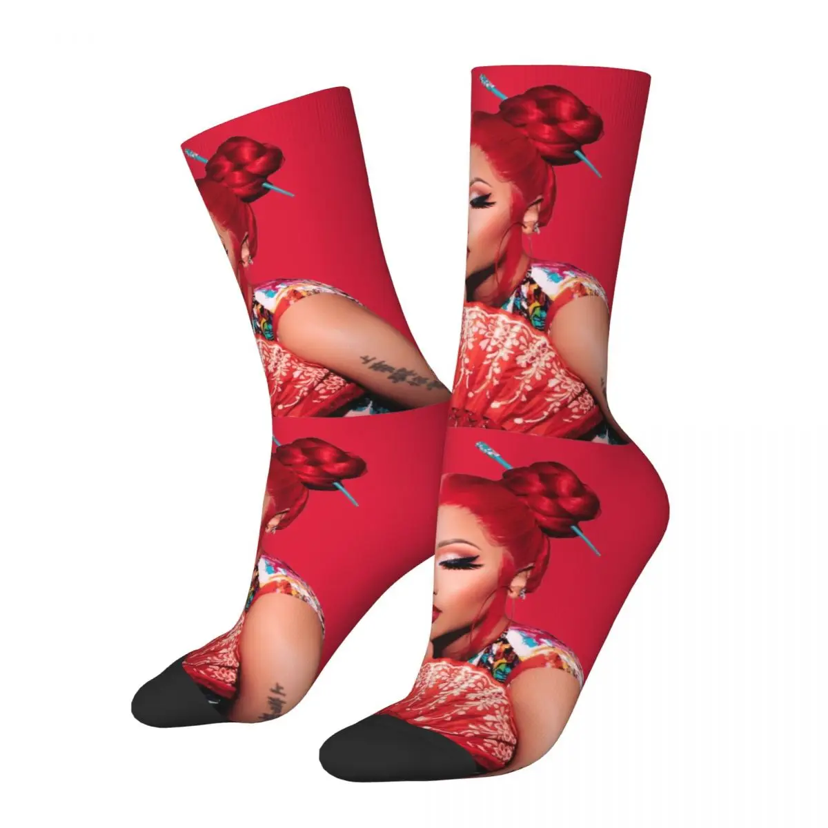 

New Male Men Socks Casual Nicki Minaj Hip Hop Rapper Sock Polyester Gag City Graphic Women Socks Spring Summer Autumn Winter