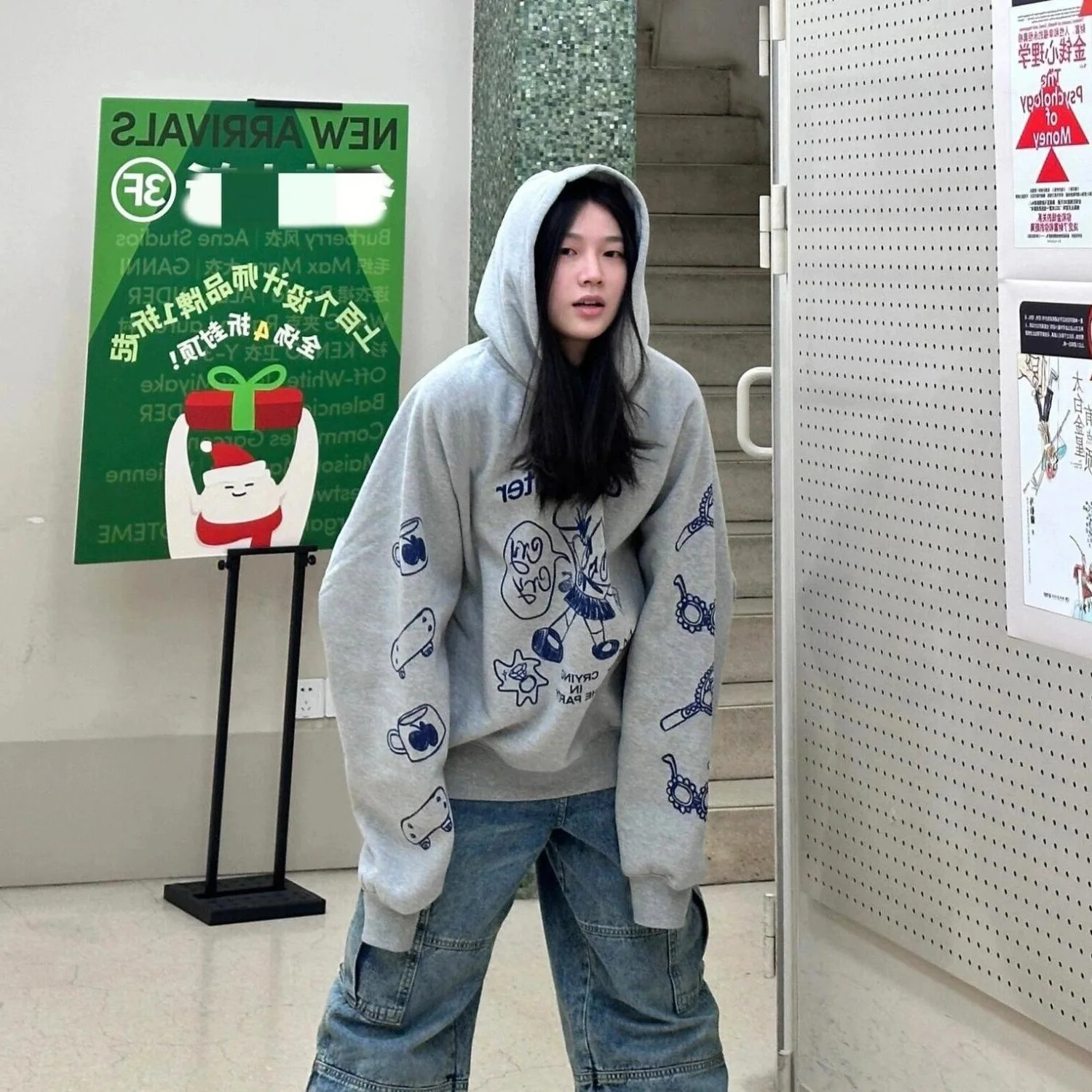

American Creative Graffiti Printed Hooded Sweatshirt Women Spring Autumn New Loose Casual Trendy Versatile Top
