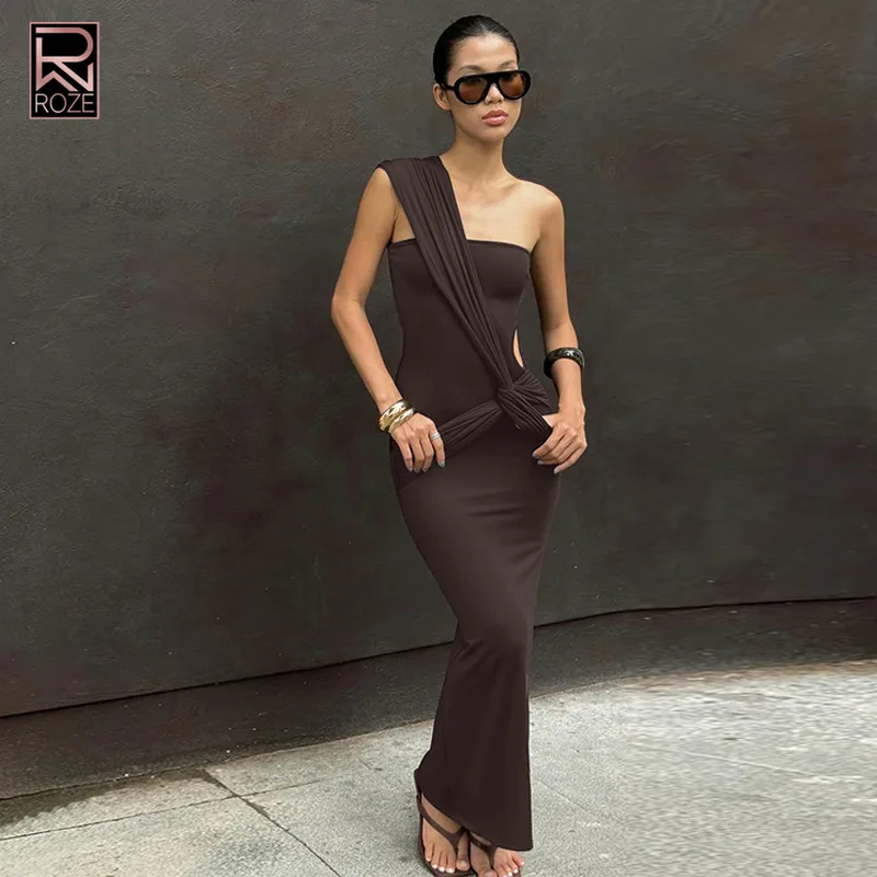 Vestido tipo vendaje con un solo hombro: corte lateral y cordones, vestido de fiesta festivo