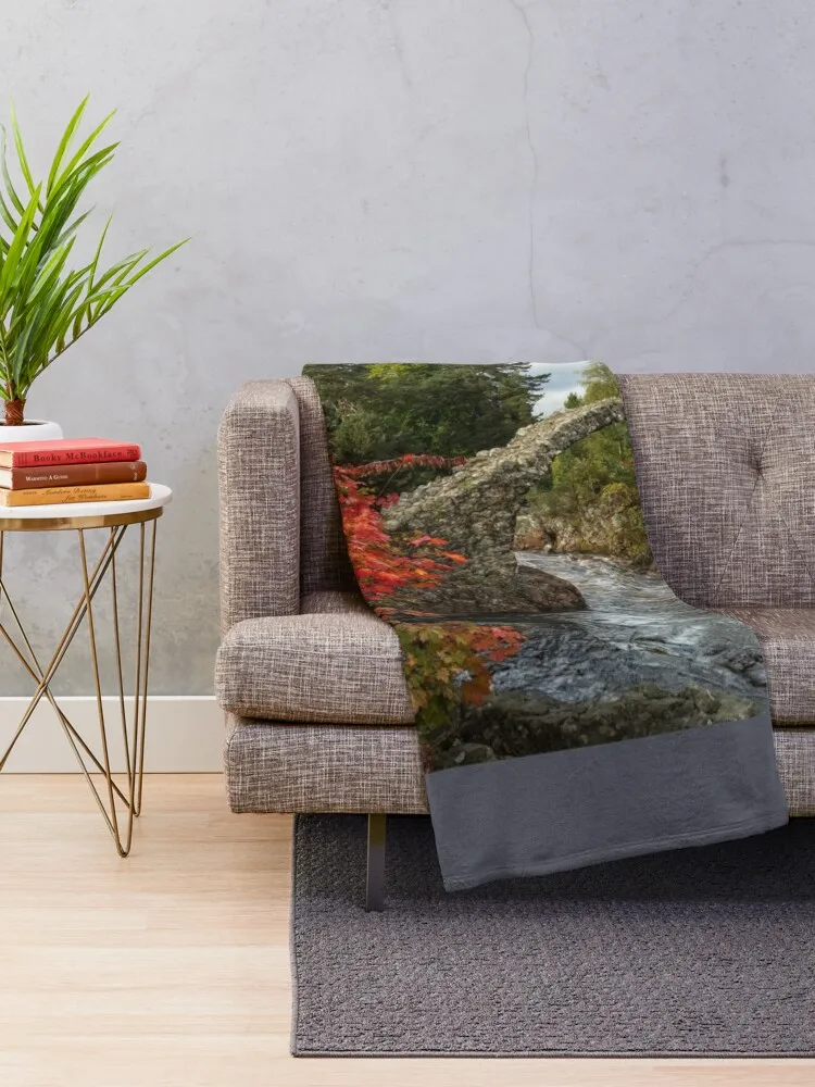 Carrbridge Old Packhorse Bridge in Autumn Cairngorms National Park Scotland Throw Blanket anime Cute Plaid Blankets