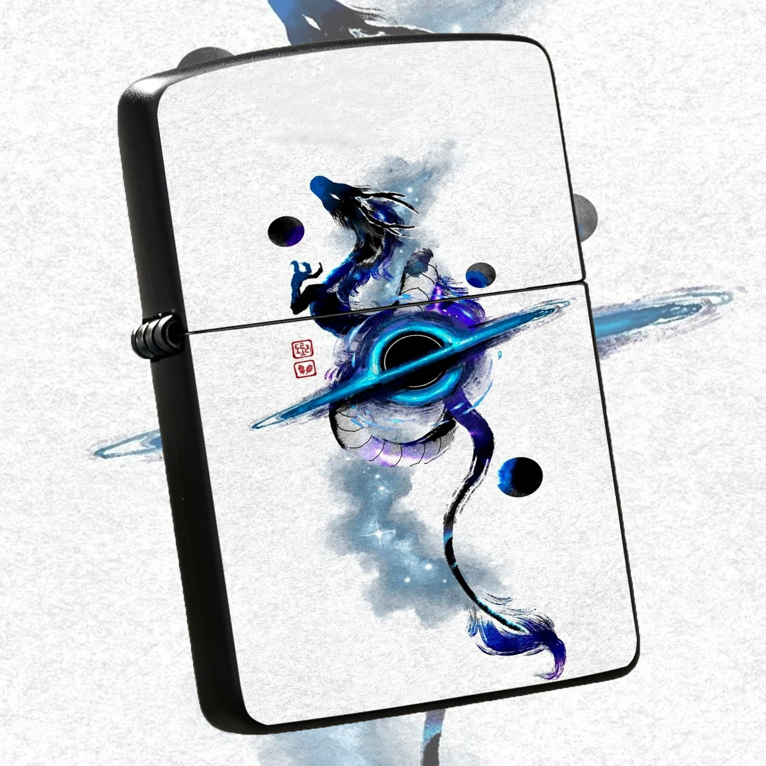 Eastern style Ink Style Azure Dragon, Creative Oriental Auspicious Divine Pattern, PORTABLE Exquisite, Unique Cultural Collectible, Nice Gift for Men Friends for Daily Use A fun and humorous lighter