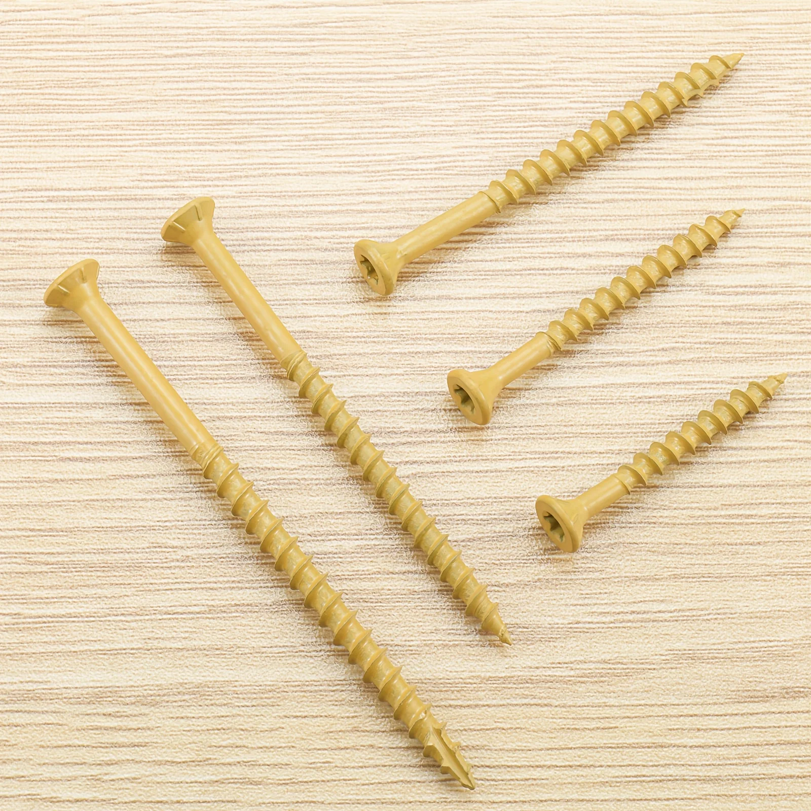100–35 Stück Holzschrauben # 8 # 10, rostbeständige Deckschraube, hellbraun, für den Außenbereich, mit Epoxidharz beschichtet, für Terrassendielen, Torx-Sternantrieb, flacher Kopf – Detail 4