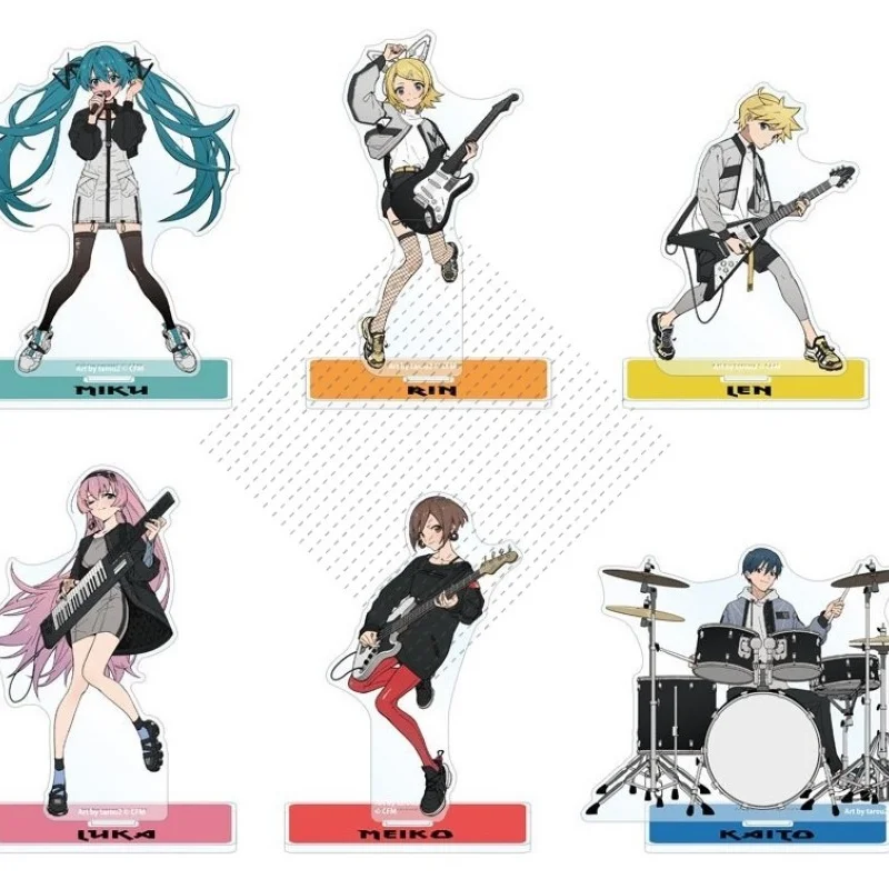 15CM Anime Hatsune Miku KAITO meiko Luka Rinto Banda Concerto Figura Acrílico placa de pé modelo brinquedos ornamentos presentes