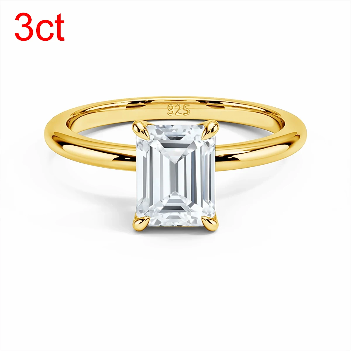 Szjinao 3ct Emerald cut moissanite ring yellow gold With GRA certificate Jewelry For Women 100% Diamond Tester Pass High Quality