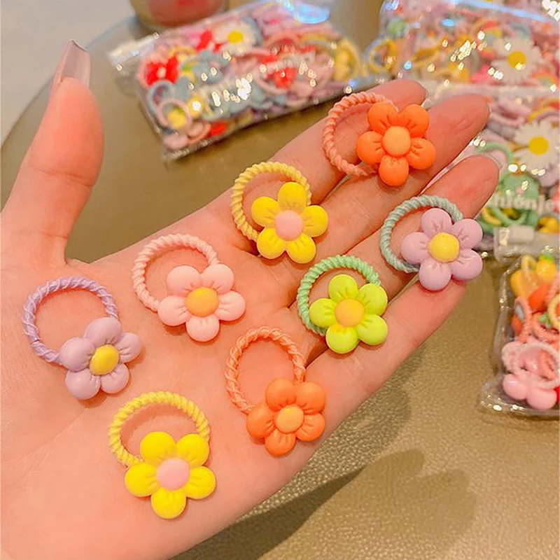 20Pcs Cute Rubber Bands For Children Does Not Hurt The Hair Elastic Good Girl Baby Head Rope Small Tie Hair Chirp Headdress