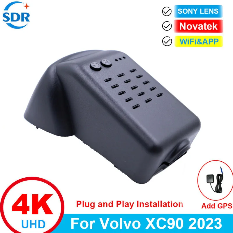 OEM Plug Rain Sensor Installation 4K Wifi Car DVR For Volvo XC90 2016 2017 2018 2020 2021 2023 2024 Dashcam & APP Control