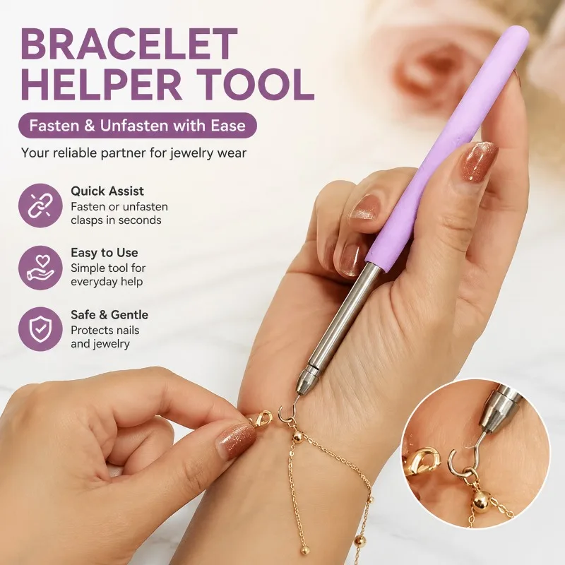Stainless Steel Bracelet Fastener Tool Partner, Jewelry Help Wearing Aid Quickly Unfasten Clasps Ties Zipper Hook Pliers Craft