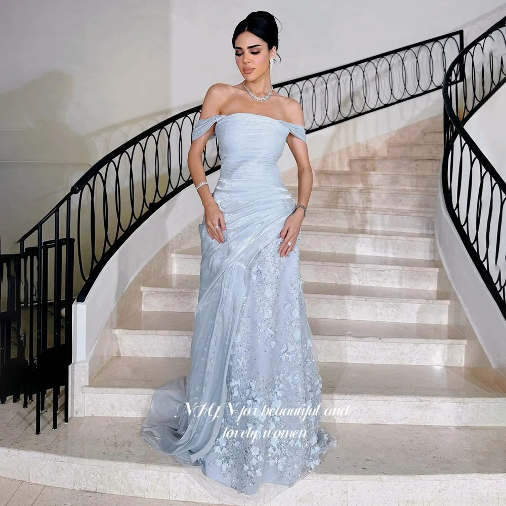 

NFYN Off Shoulder Evening Dress Lace Applique Prom Dress Formal Party Dress Luxury robe de bal for Arabic Woman Customized