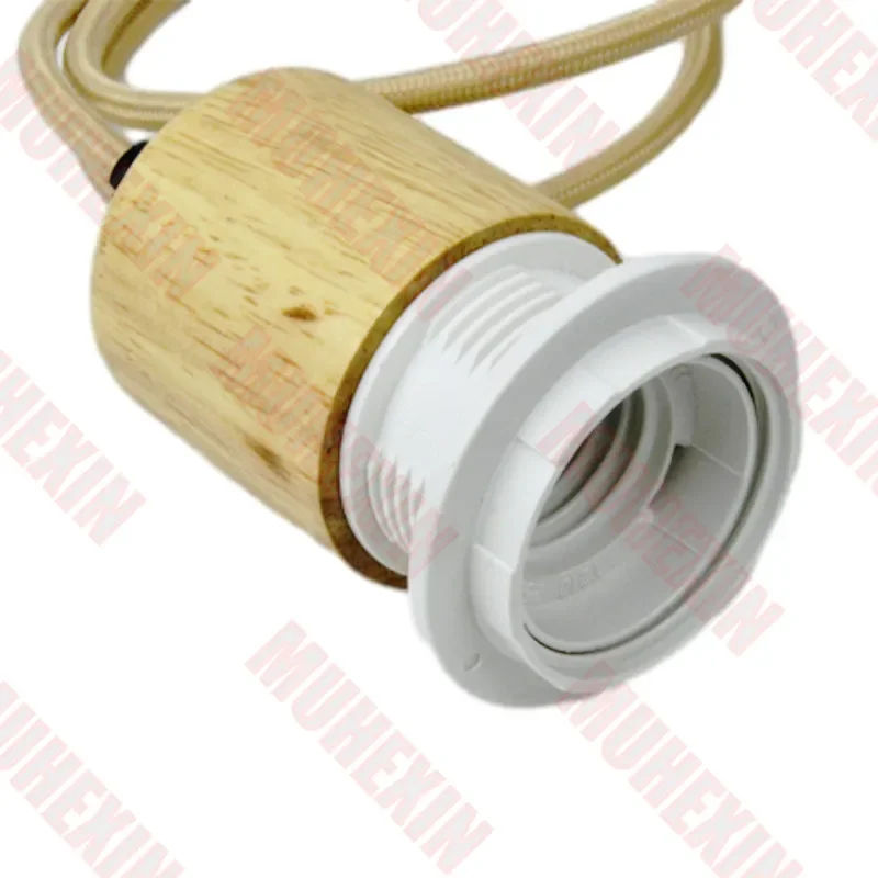 Wooden E27 Lamp Base Hanging Holder 1M/1.5M Cable Wire For Ceiling Chandelier Pendant Light Fixture