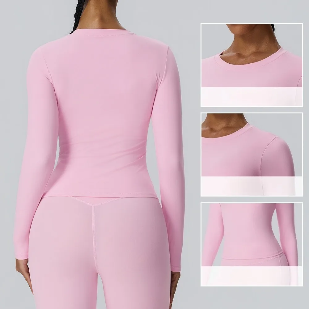 `Women Naked‑Feel Double‑Sided Brushed Long‑Sleeve Fitted Yoga Top Breathable Training T‑Shirt for Running Fitness Workout`