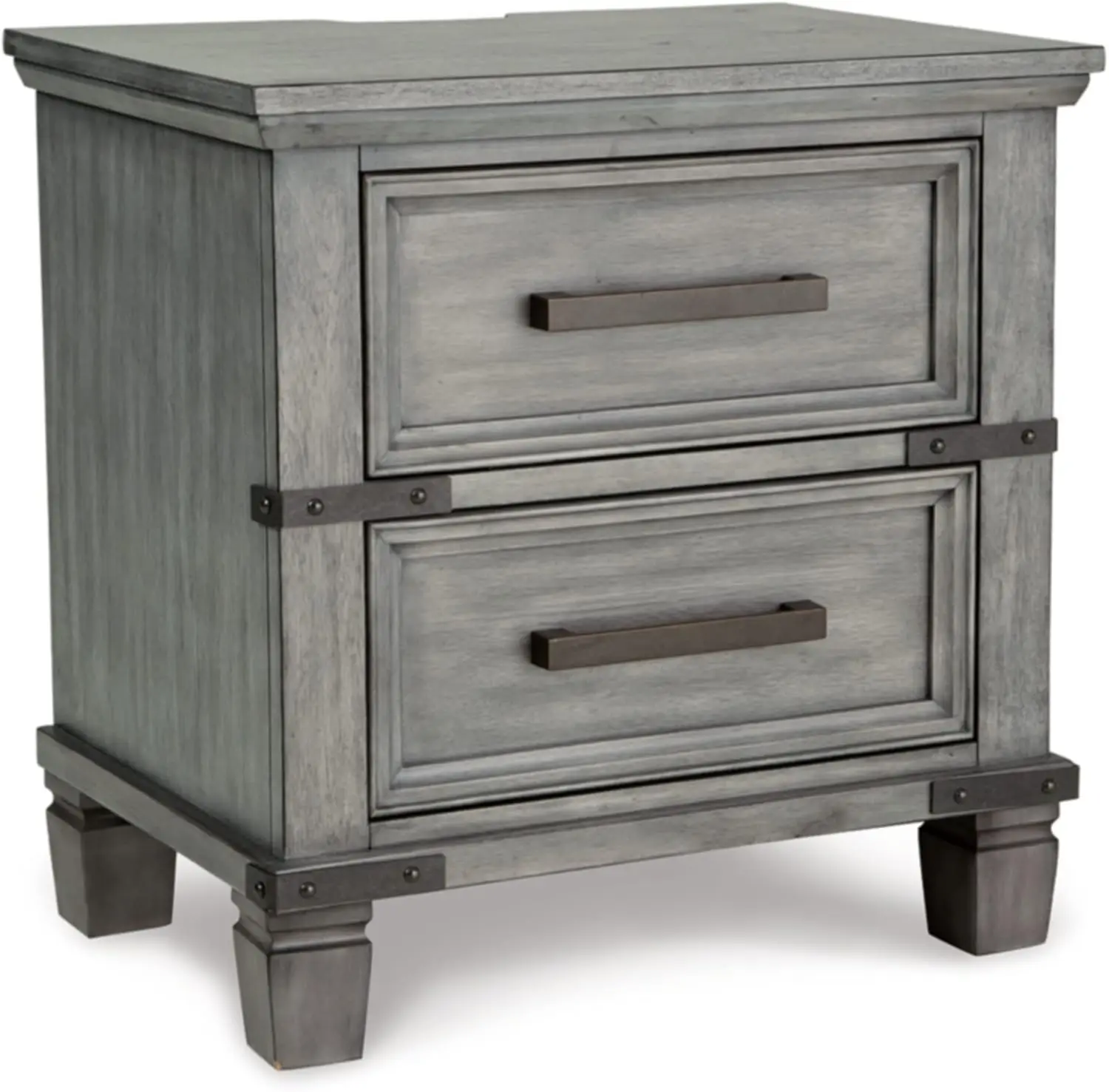 Russelyn Rustic 2 Smooth-Gliding Drawers Night Stand With Outlets & Usb Ports, Gray