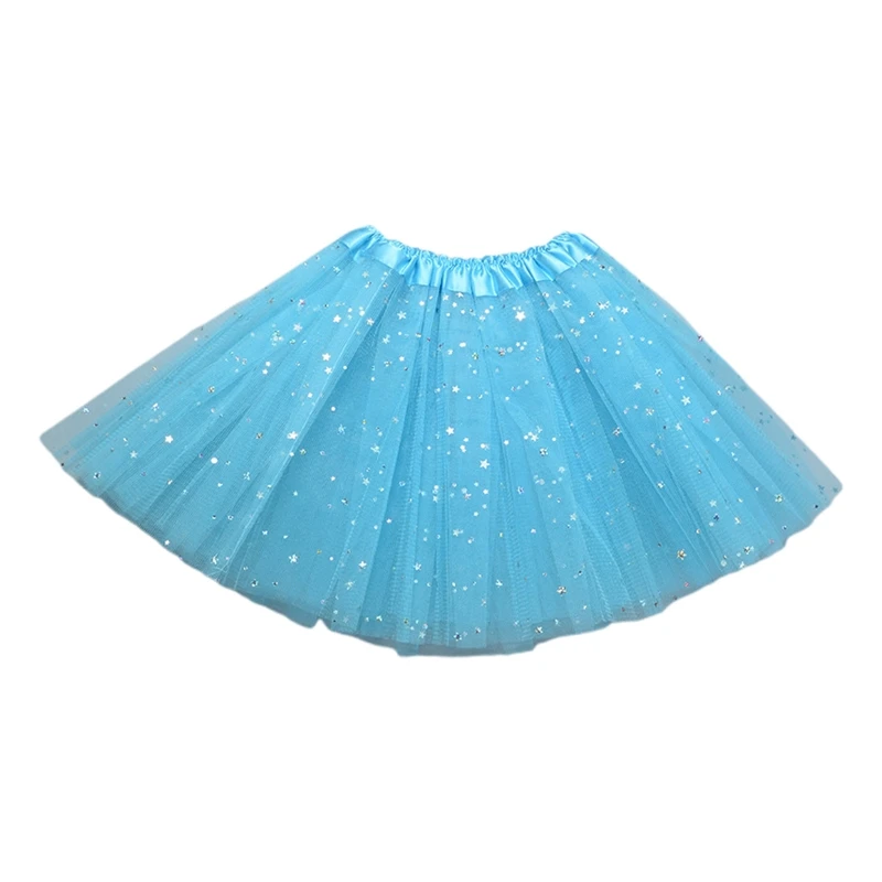 Children Kids Girls Shiny Sequins Ballet Skirts Elastic Mesh Tutu Ballerina Dress Gymnastics Princess Dancing Skirt
