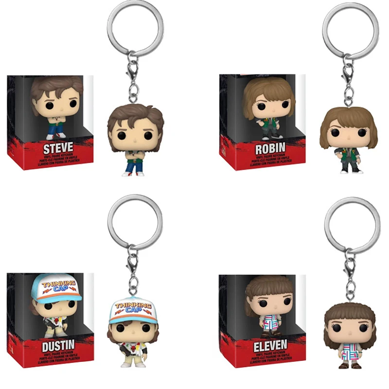 Dustin Steve New Eleven Keychain PVC Statue Action Figurine Desk Collectible Anime Model Toys Figures Gift