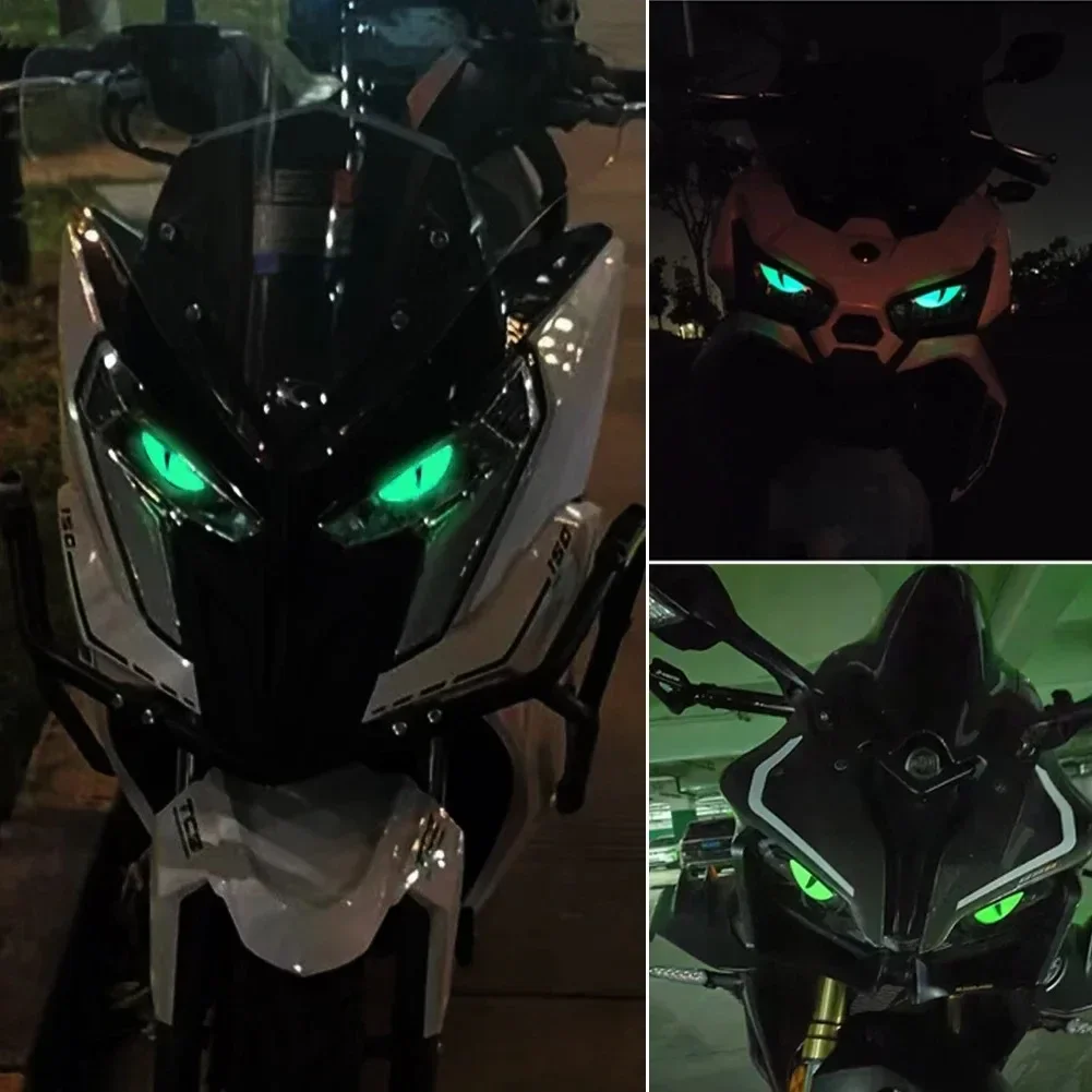 2pcs Devil's Eye 3D Fluorescent stickers motorcycle reflect light Safety stickers Luminous 3D Stereoscopic Decoration Stickers