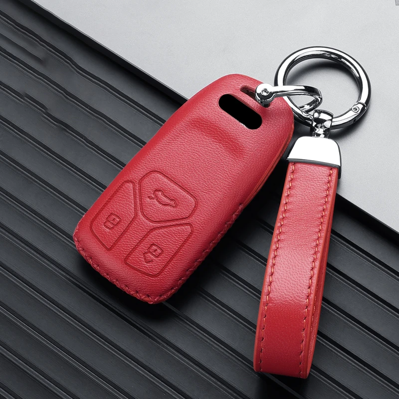 Leather Car Key Case Remote Cover Shell Holder Fob For Audi A3L A4L A5 A6L Q4 e-tron A7L Q5 Q6 RS6 RS7 TTS R8 S4 S6 S7 S8 Q7 Q8