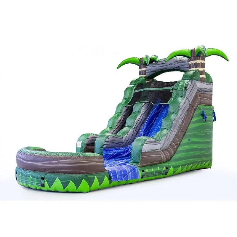 Green Large Inflatable Water Slide With Pool Commercial Water Slide for Adults and Kids