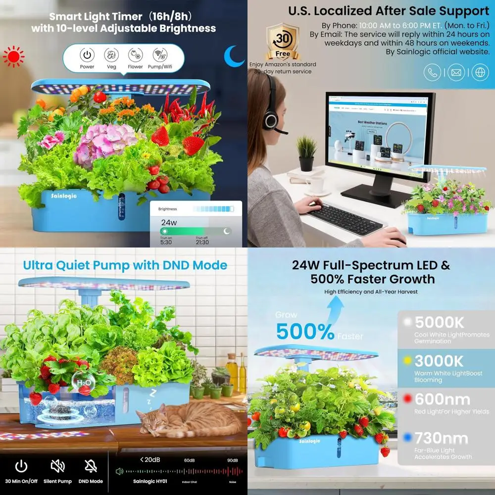

12-Pod Hydroponic System: Smart Indoor Garden with App Control, LED Lighting for Plants, Herbs, and Flowers