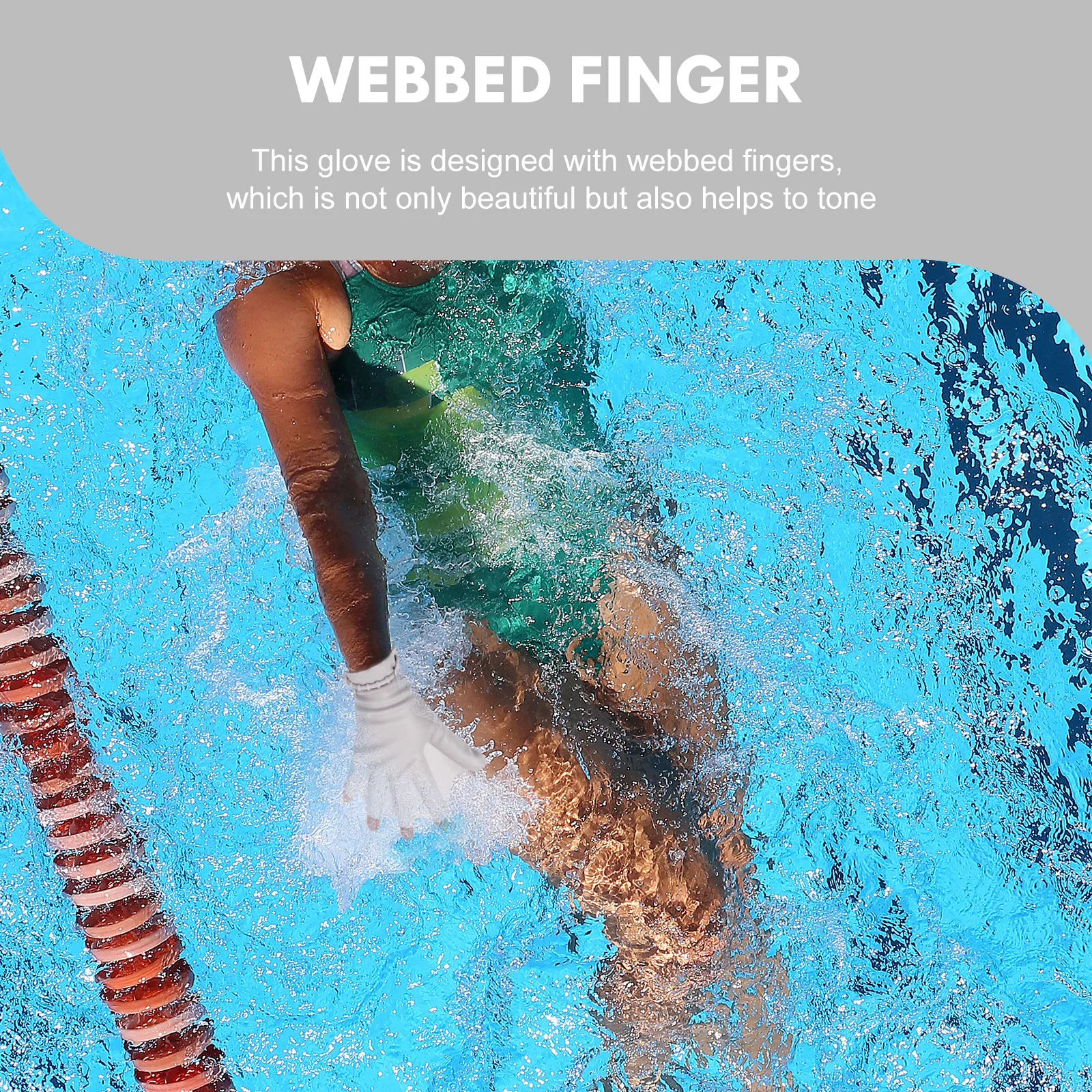 1Pair Adjustable Swimming Webbed Gloves Silicone Material for Swim Practice Diving Training Water Resistance Workout