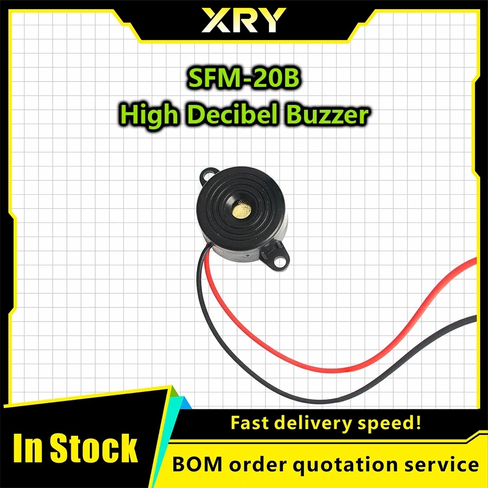 XRY 1-10PCS High Decibel Buzzer SFM-20B DC 3-24V Continuous Sound Buzzer 2312 Active Piezo Buzzers, for Arduino Car