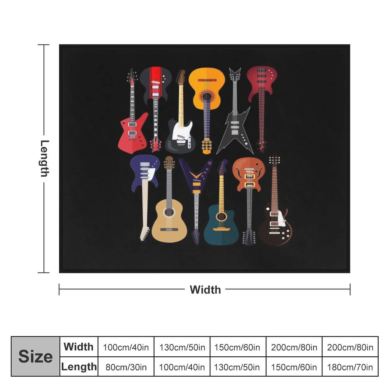 Musician Different Types Of Guitar Throw Blanket Single Weighted For Decorative Sofa Blankets