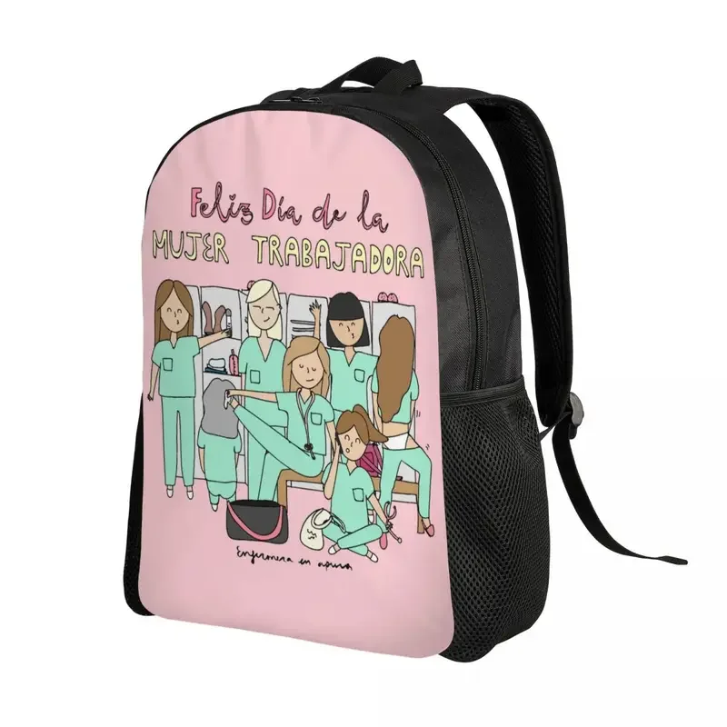 Personalized Cartoon Ladies Nurse Doctor Printed Backpack Women Men Casual Bookbag for School College Bags