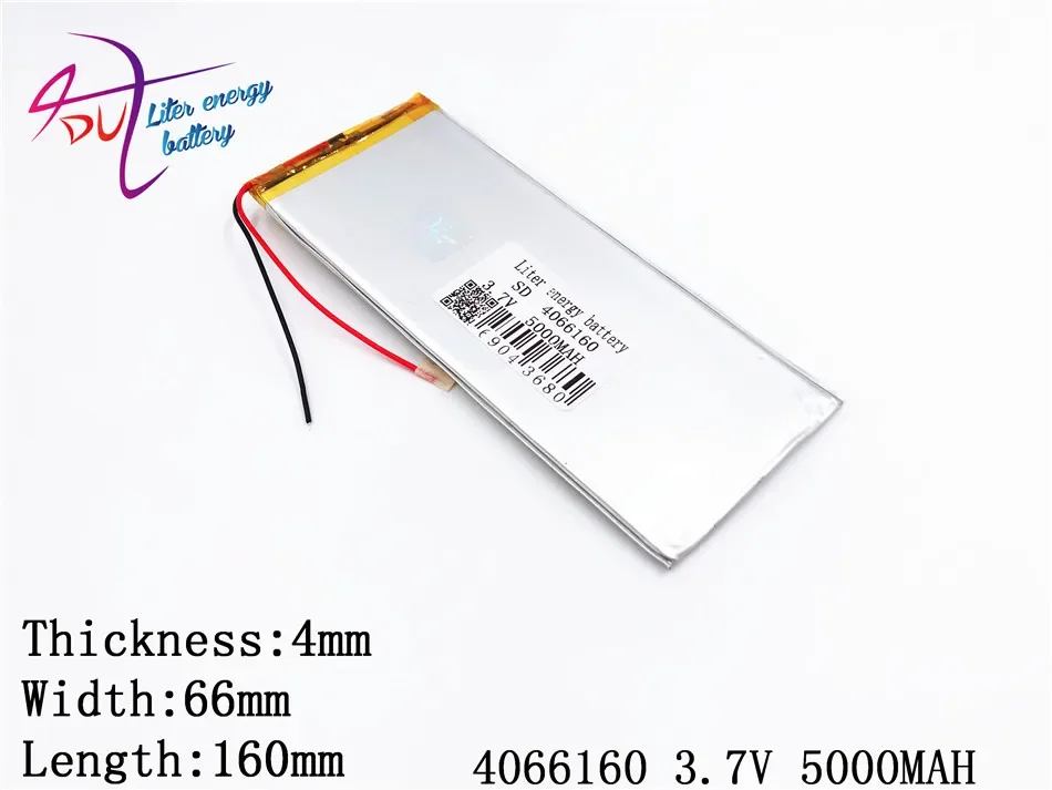 بطارية بوليمر 4066160 ، 3.7 فولت ، 5000 مللي أمبير ، 4065160 ، لمكبرات الصوت MP3 ، dvr ، GPS ، mp3 ، mp4 ، الهاتف الخلوي ، التحدث