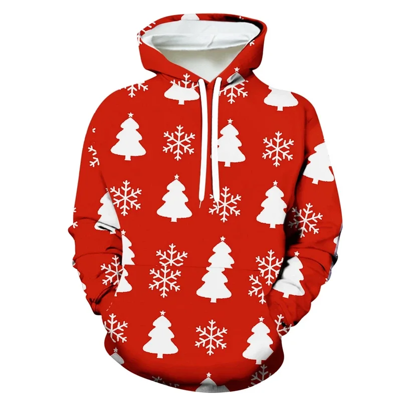 Christmas Gifts Graphic Sweatshirts Fashion Red Xmas Element Snowflake Reindeer 3D Printed Hoodies Men Casual Women Kid Pullover