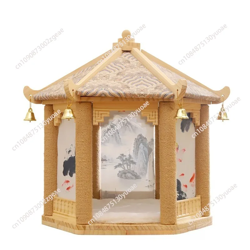 

Cat climbing frame, cat nest integrated hemp rope column, scratch-resistant and not easy to drop chips, solid wood