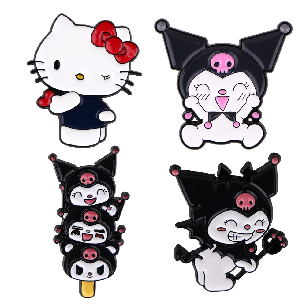 Broche de gato Kawaii de dibujos animados para mujer y niña, alfileres de solapa para mochila, insignias de esmalte, accesorios de joyería de moda