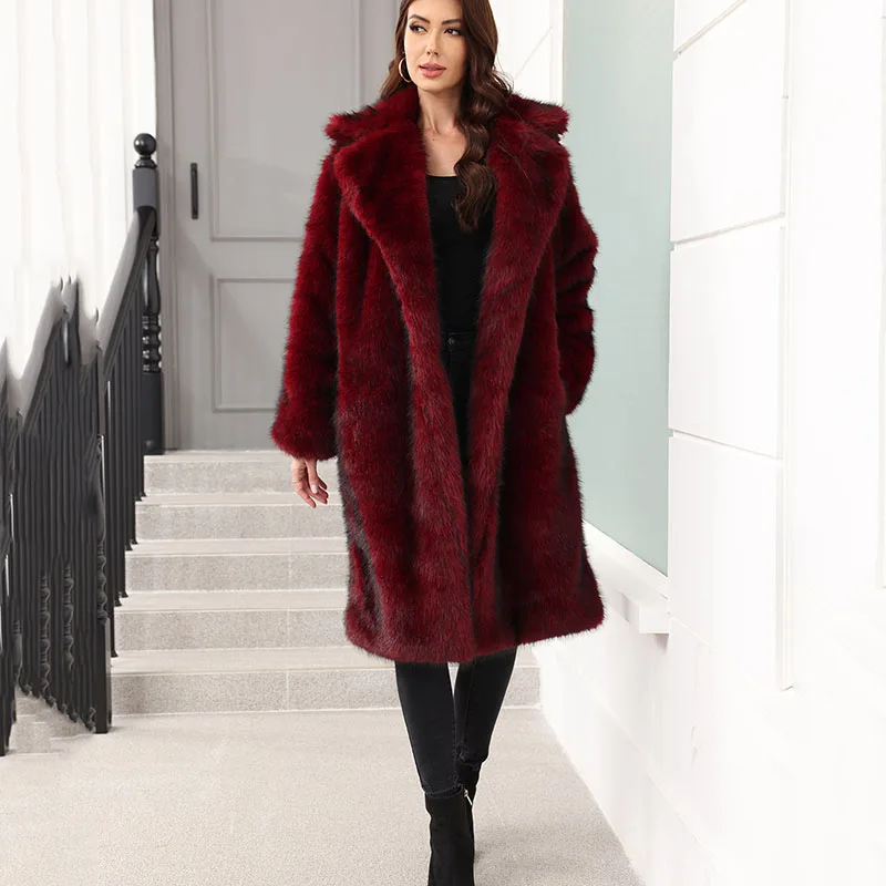

Elegant Imitation Women's Fur Women's Coat 2025 Winter New Thickened Fur Coat Fashionable Warm Coat Lapel Women's Fur Coat H572