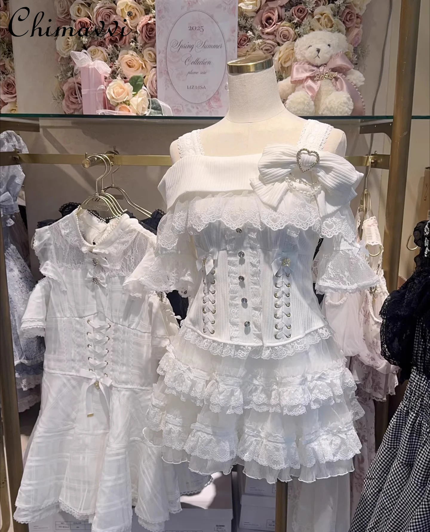 

Японская Лиз, милая девушка, большой бант, утягивающий ремень, топ с открытыми плечами, футболка в стиле Лолиты, милые женские рубашки принцессы с короткими рукавами