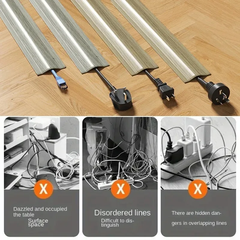 1PC 1/3meters Self-adhesive Cable Sleeves Protectors PVC Floor Cable Protectors Home Cable Hiding Covers Flexible Wire Duct