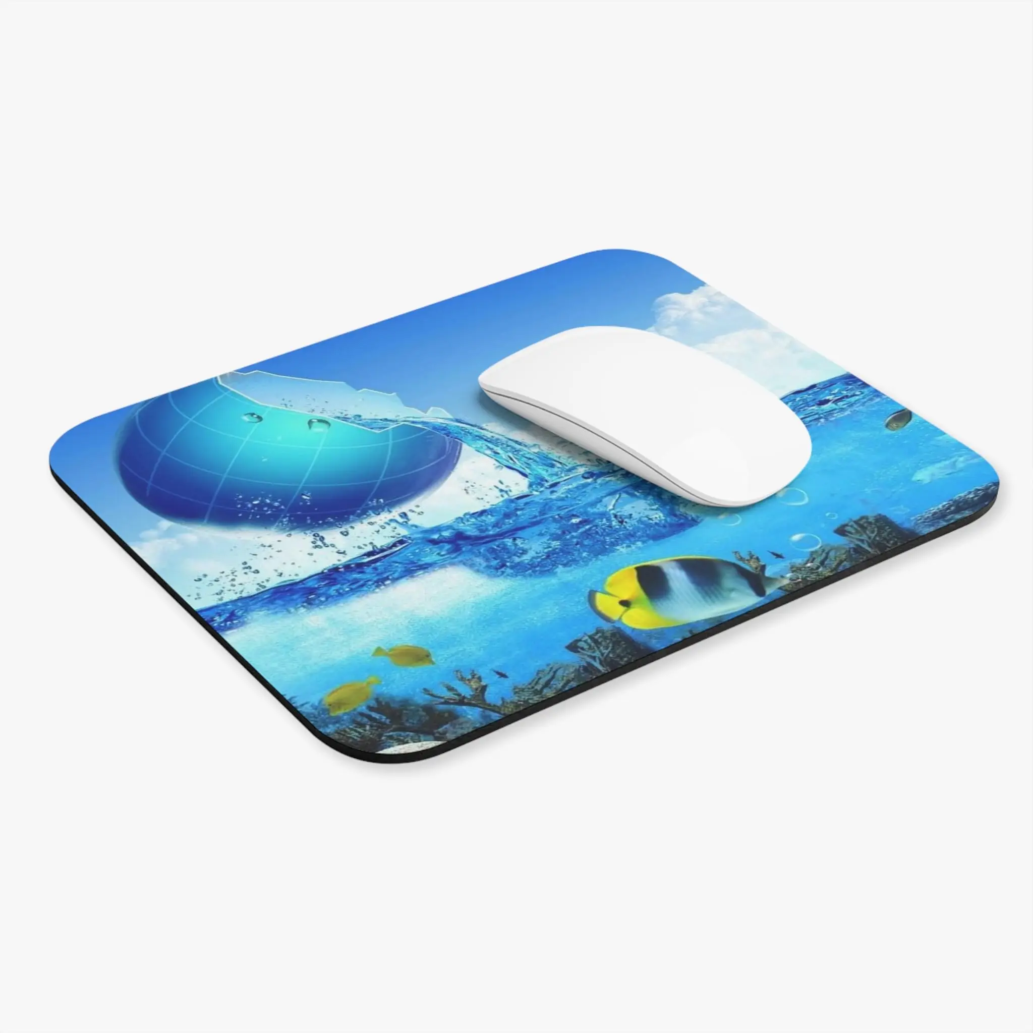 Frutiger Aero, Frutiger Aqua Water Globe Print Square Mouse Pads Lock Edge Gaming Mousepad Mouse Mat Keyboard Mats 22x18cm