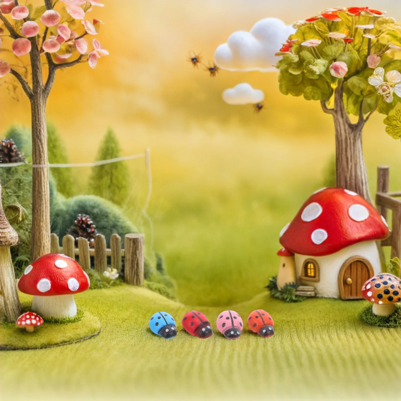 

150Pcs Mini Resin Ladybugs Resin Microlandscape Decor Yard Accessories Outdoor Decorations Ladybug Garden Statue