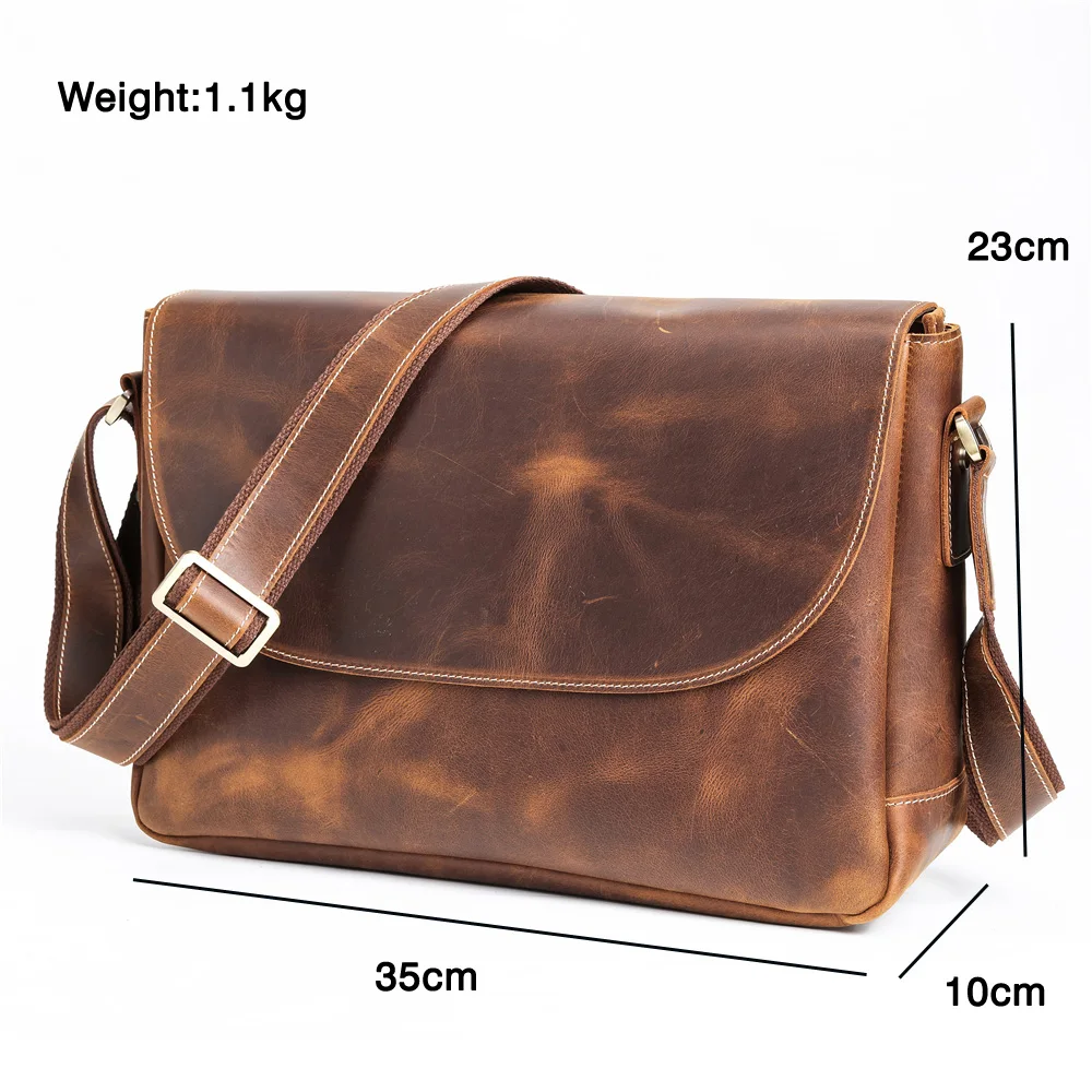 New Leather Shoulder Bag Men\'s Retro Casual Messenger Bag Crazy Horse Leather Personality Fashion Men\'s Bag