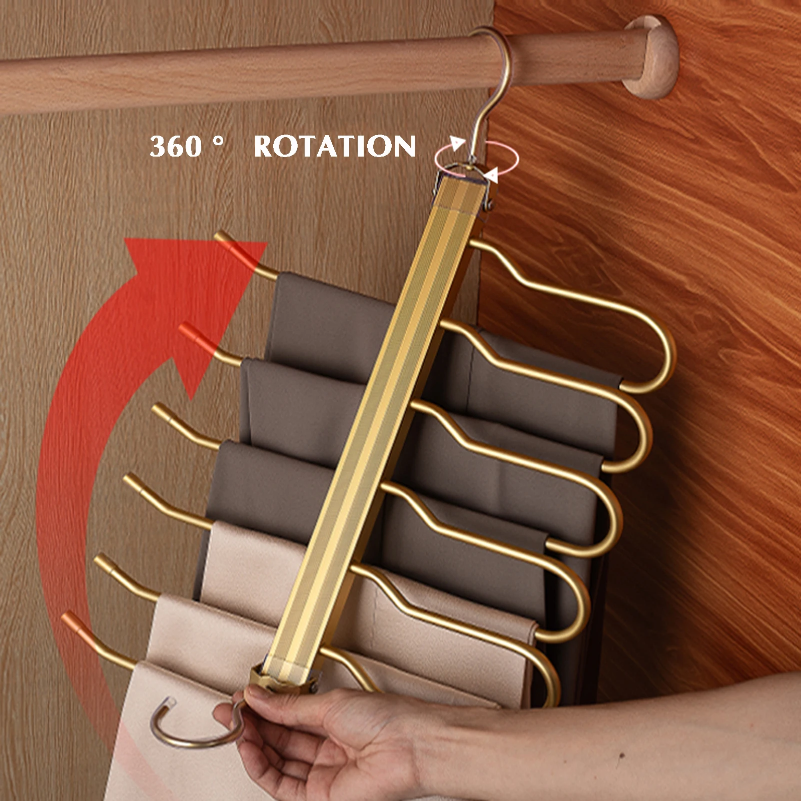 6-layer Household Pull-out Pants Rack Space Saving Foldable Pants Hanger for Hanging Hats Scarves Belts PR Sale