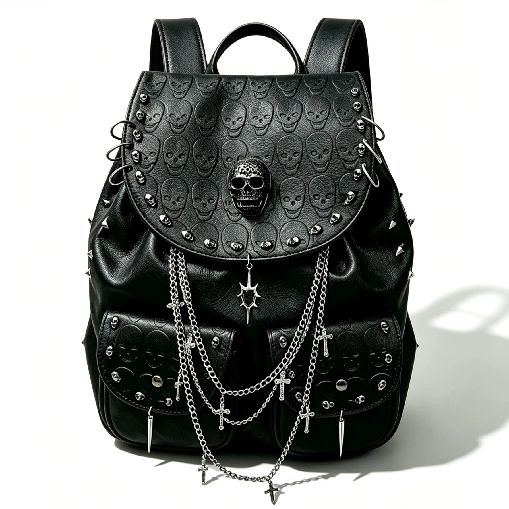 Spice Girls Large Capacity Rivets Unique Punk Versatile Backpack Original Design Skull Backpack