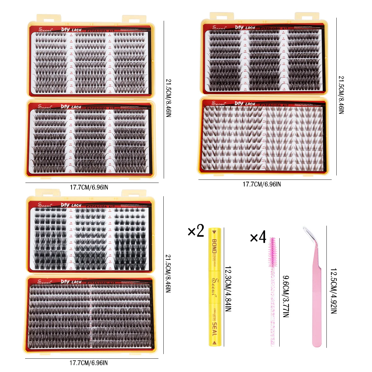 Brown Cluster False Eyelashes Kit Individual Cluster Lashes Wispy Lash Clusters Reusable with Lash Bond&Seal Tweezer Christmas