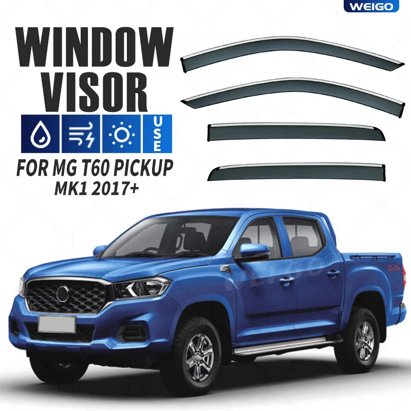 

4 шт. для MG T60 Pickup 2017+ Дефлекторы окон, навесы-козырьки, защита от дождя и солнца, аксессуары для авто