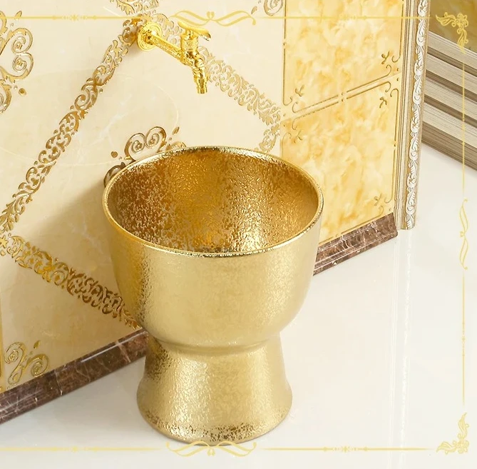 

Европейский стиль, золотистый, керамический, маленький, дизайнерский умывальник/раковина для мытья полов, для бара, балкона, ванной комнаты