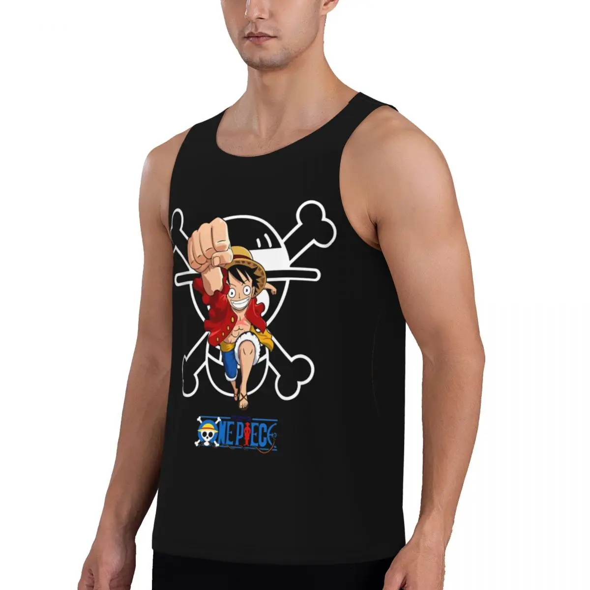 3D Printed One Piece Luffy Manga Running Muscle Tank Top Sleeveless Shirt Bodybuilding Fitness Gym Vest