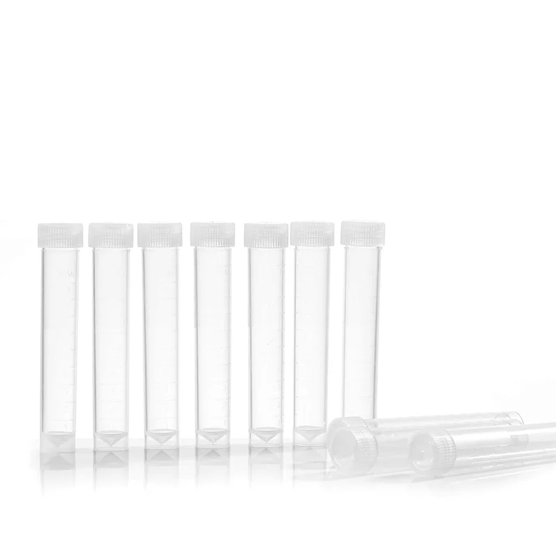 

FAST-100Pcs Vial Seal Cap Container 10Ml Lab Plastic Freeze Test Tubes For Laboratory School Educational