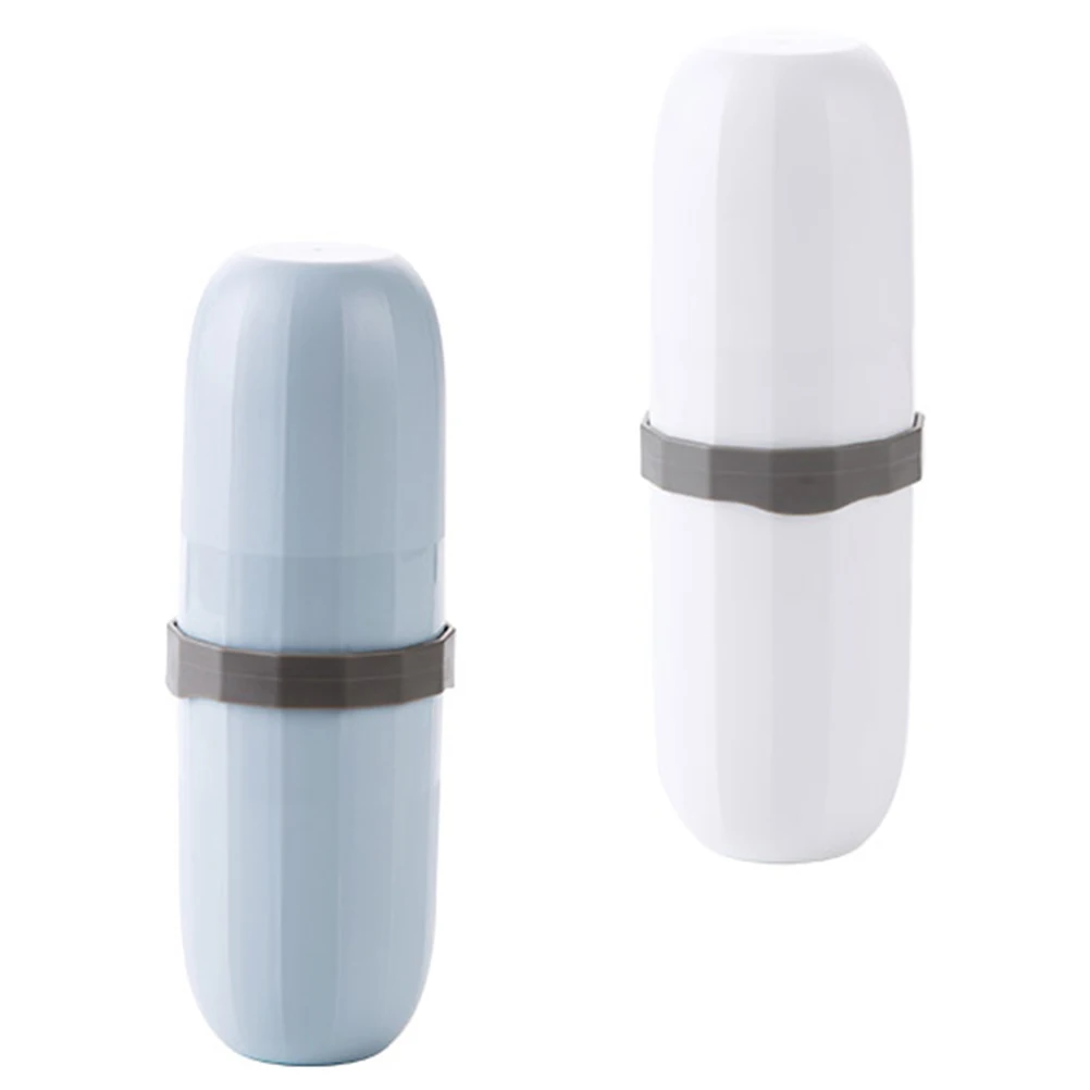 

Portable Toothbrush Cup 2 Pcs Travel Holder Lightweight Storage Box Toothpaste Organizer Small Size Toothbrush Box